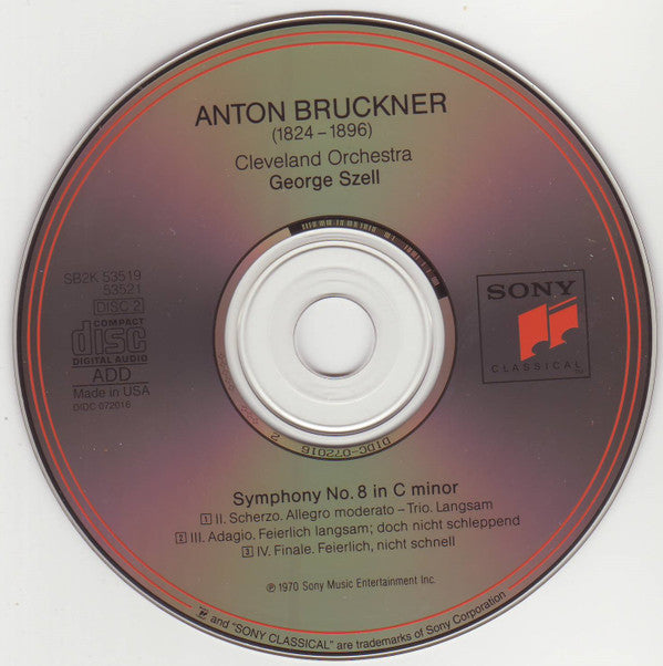 Anton Bruckner, The Cleveland Orchestra, George Szell : Symphonies No. 3 & No. 8 (2xCD, Comp, RM)