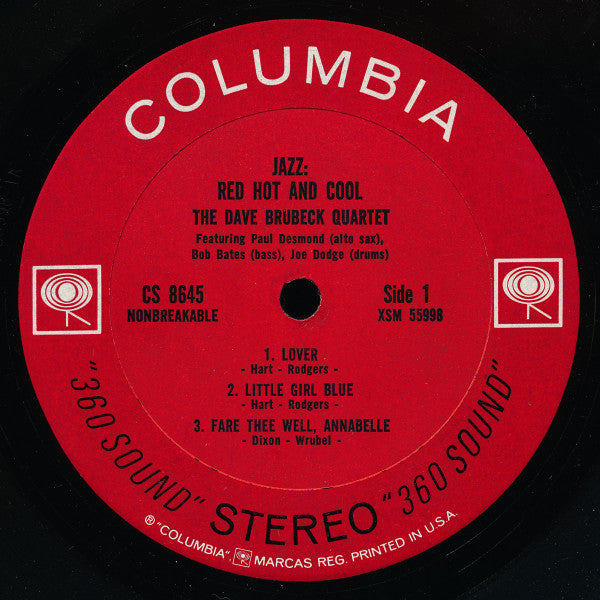 The Dave Brubeck Quartet : Jazz: Red Hot And Cool (LP, Album, RE)