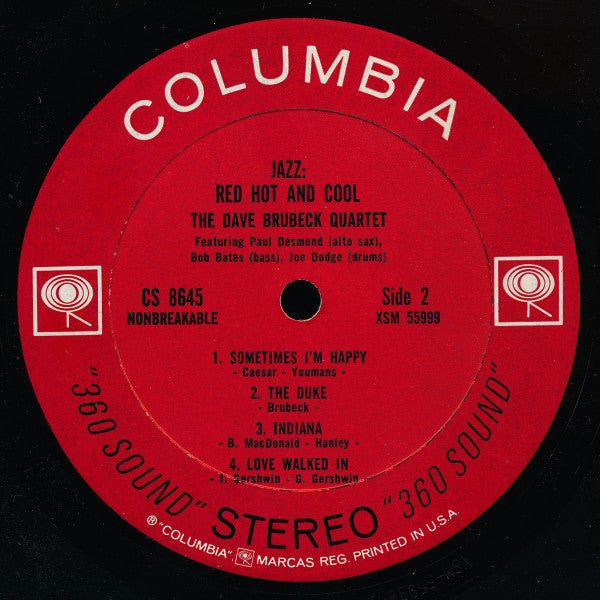 The Dave Brubeck Quartet : Jazz: Red Hot And Cool (LP, Album, RE)