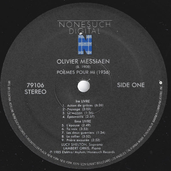 Lucy Shelton, Lambert Orkis, Olivier Messiaen / Gabriel Fauré : Poèmes Pour Mi / La Chanson D'Ève (LP, Album)
