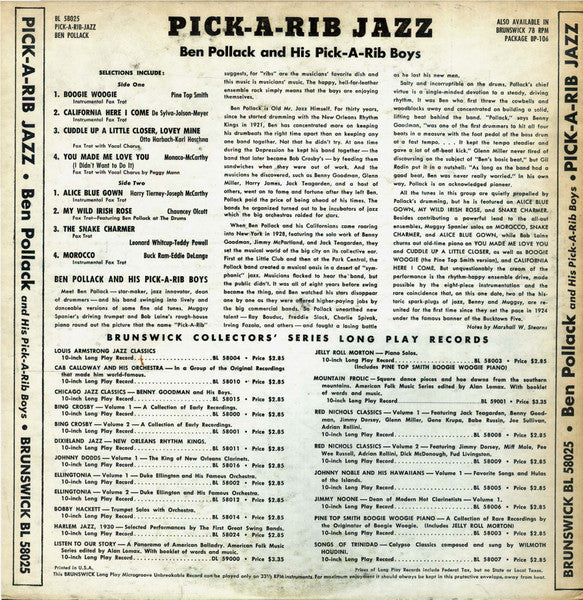 Ben Pollack And His Pick-A-Rib Boys : Pick-A-Rib Jazz (10", Comp)