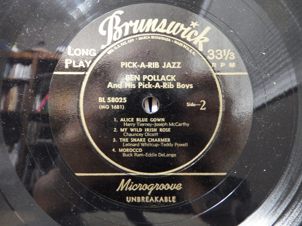 Ben Pollack And His Pick-A-Rib Boys : Pick-A-Rib Jazz (10", Comp)