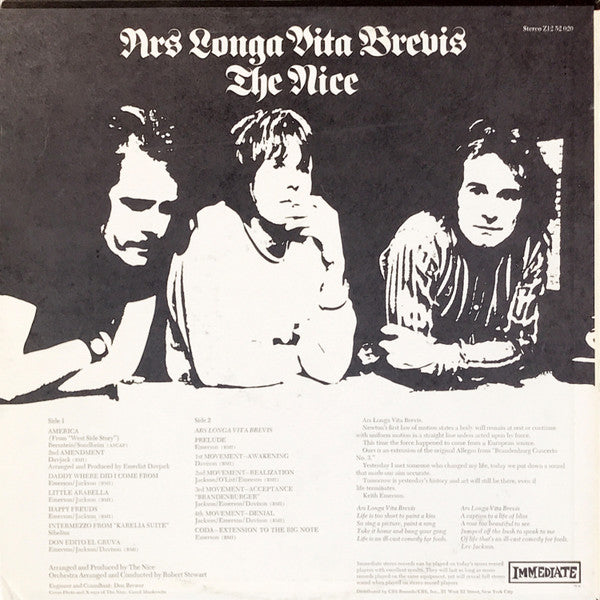 The Nice : Ars Longa Vita Brevis (LP, Album, San)