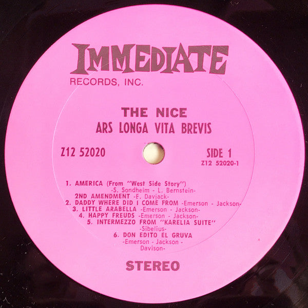 The Nice : Ars Longa Vita Brevis (LP, Album, San)