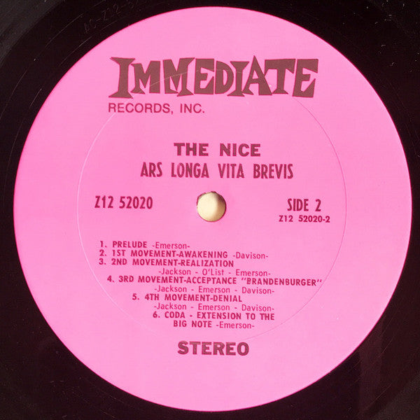 The Nice : Ars Longa Vita Brevis (LP, Album, San)