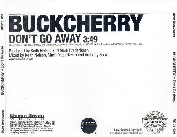 Buckcherry : Don’t Go Away (CD, Single, Promo)