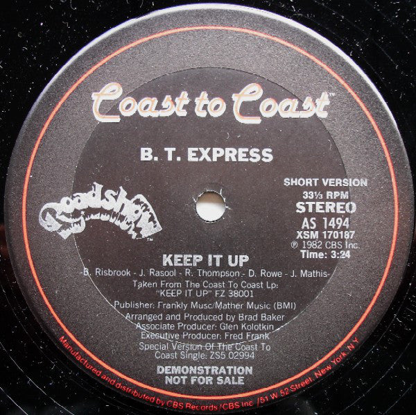 B.T. Express : Keep It Up (12", Promo)