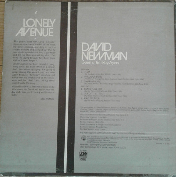 David Newman* : Lonely Avenue (LP, Album, PR)