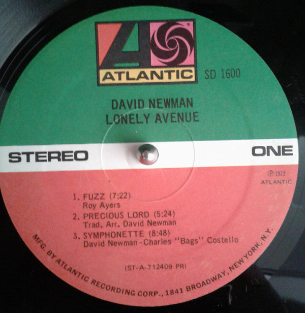 David Newman* : Lonely Avenue (LP, Album, PR)