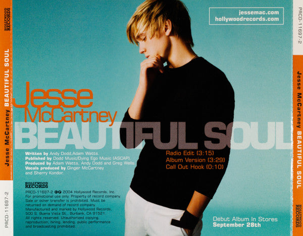 Jesse McCartney : Beautiful Soul (CD, Single, Promo)