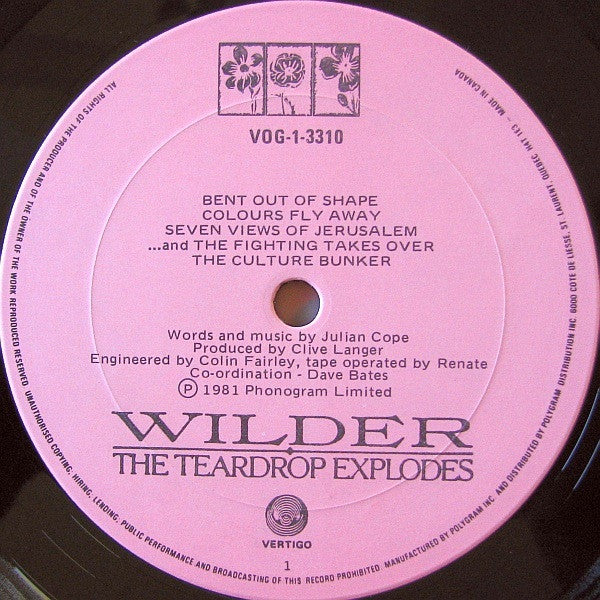 The Teardrop Explodes : Wilder (LP, Album)