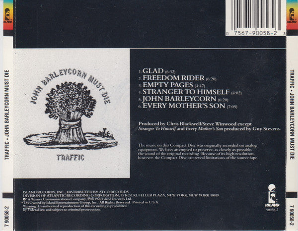 Traffic : John Barleycorn Must Die (CD, Album, RE)