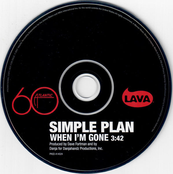 Simple Plan : When I'm Gone (CD, Single, Promo)