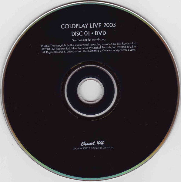 Coldplay : Live 2003 (DVD-V, NTSC + CD, Album, Enh)