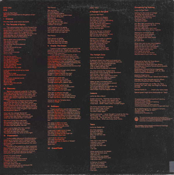 Rush : 2112 (LP, Album, RE, Gat)