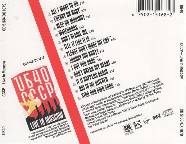 UB40 : CCCP–Live In Moscow (CD, Album, RE, RP)