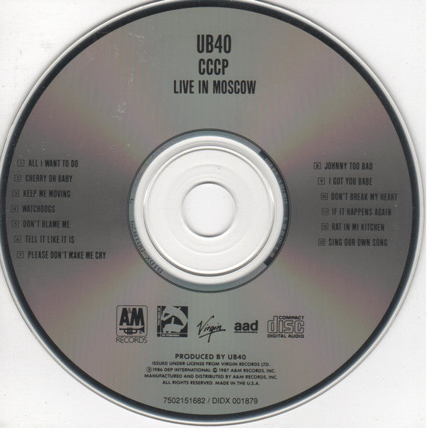 UB40 : CCCP–Live In Moscow (CD, Album, RE, RP)