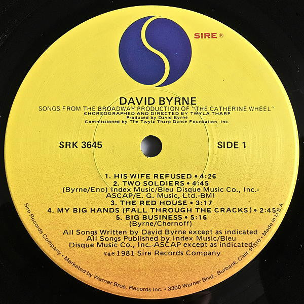 David Byrne : Songs From The Broadway Production Of "The Catherine Wheel" (LP, Album, Los)