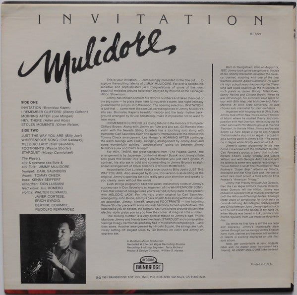 Jim Mulidore : Invitation (LP)