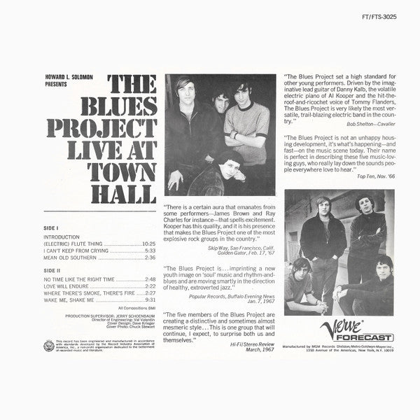 The Blues Project : Live At Town Hall (LP, Album, MGM)