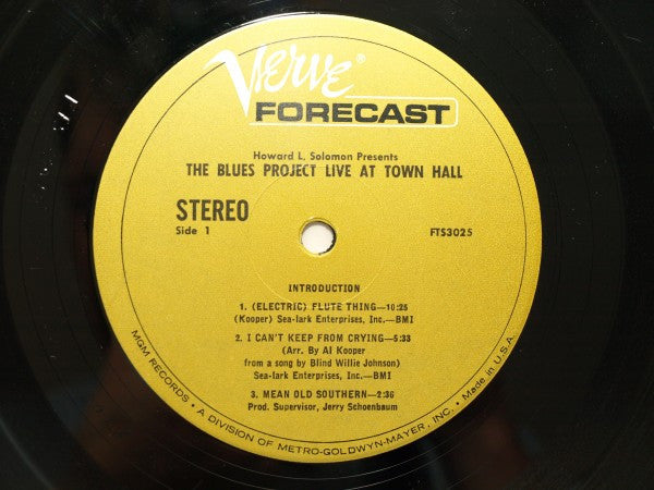 The Blues Project : Live At Town Hall (LP, Album, MGM)