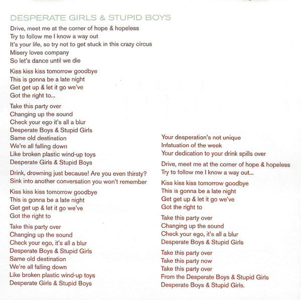 Kimberly Caldwell : Desperate Girls & Stupid Boys (CD, Single, Promo)