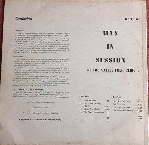 Max Boyce : In Session (LP)