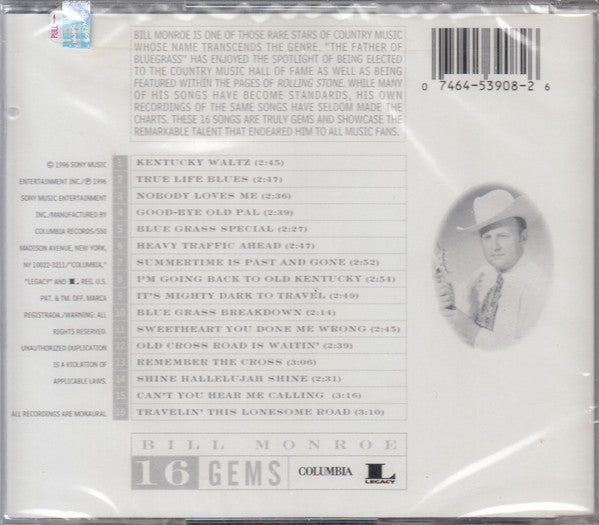 Bill Monroe : 16 Gems (CD, Comp)