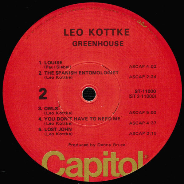 Leo Kottke : Greenhouse (LP, Album, RP, Win)
