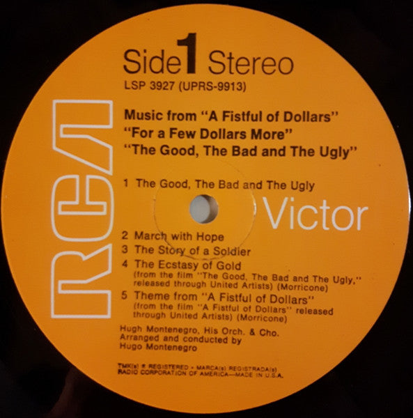 Hugo Montenegro And His Orchestra : Music From "A Fistful Of Dollars" & "For A Few Dollars More" & "The Good, The Bad And The Ugly" (LP, Album, RE, Roc)
