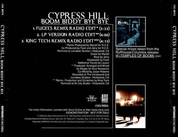 Cypress Hill : Boom Biddy Bye Bye (CD, Single, Promo)