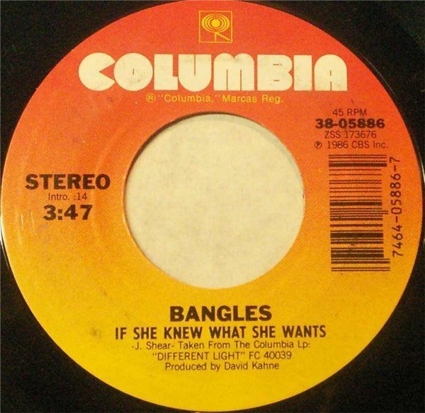 Bangles : If She Knew What She Wants (7", Styrene, Pit)