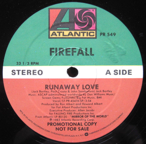 Firefall : Runaway Love (12", Single, Promo)