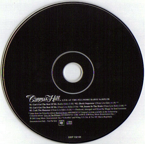 Cypress Hill : Live At The Fillmore Radio Sampler (CD, Promo, Smplr)