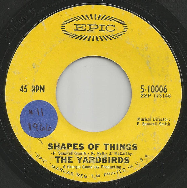 The Yardbirds : Shapes Of Things / New York City Blues (7", Single, Styrene, Ter)