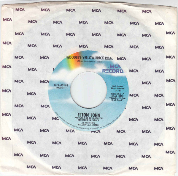 Elton John : Goodbye Yellow Brick Road (7", Single, RE, Pin)