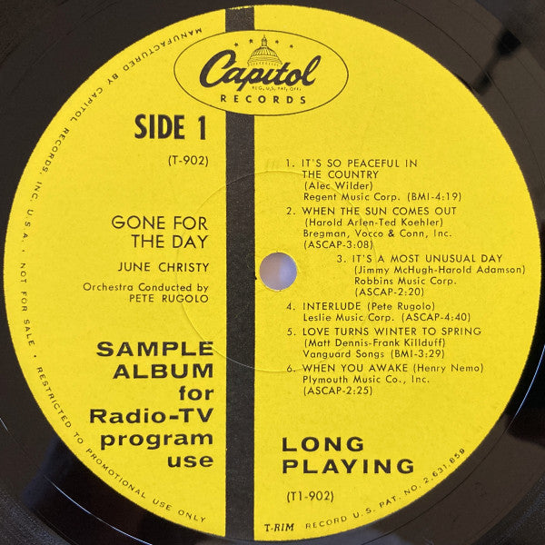 June Christy : Gone For The Day (LP, Album, Mono, Promo, Scr)