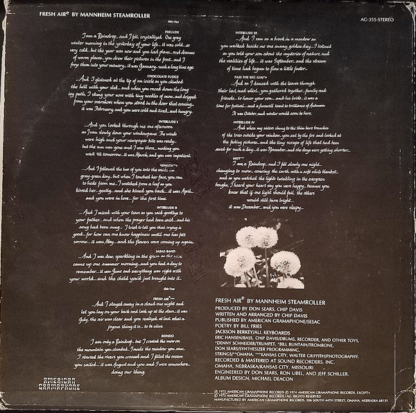 Mannheim Steamroller : Fresh Aire (LP, Album, No )