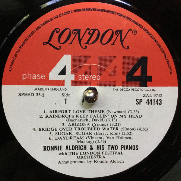 Ronnie Aldrich And His Two Pianos With The London Festival Orchestra : Here Come The Hits! (LP, Album)