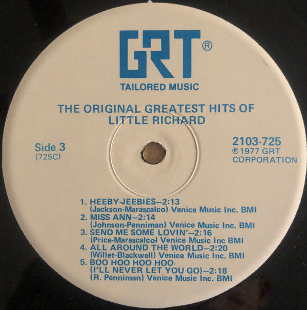 Little Richard : The Original Greatest Hits Of Little Richard (2xLP, Comp, Whi)