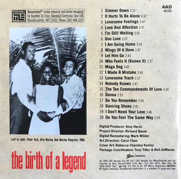 Bob Marley & The Wailers : The Birth Of A Legend (CD, Comp, RE, RM)