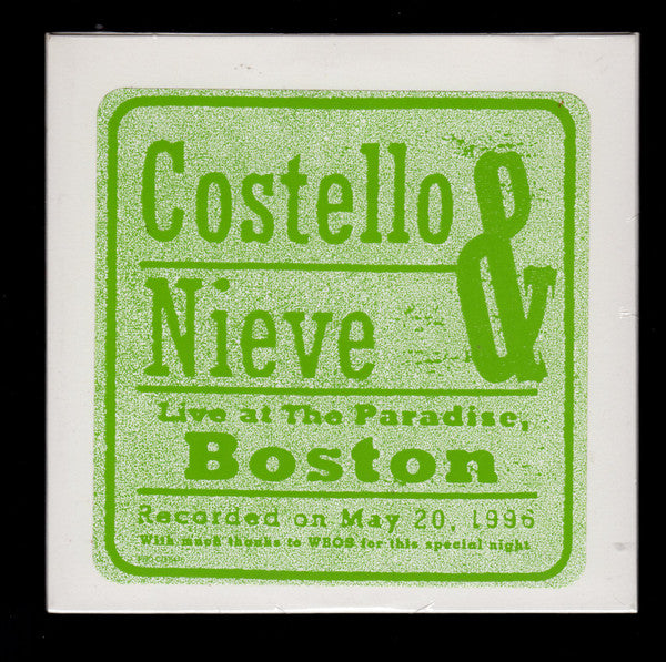Elvis Costello & Steve Nieve : Live At The Paradise, Boston (CD, Promo)