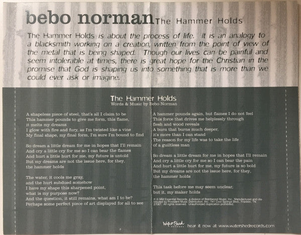 Bebo Norman : The Hammer Holds (CD, Single, Promo)