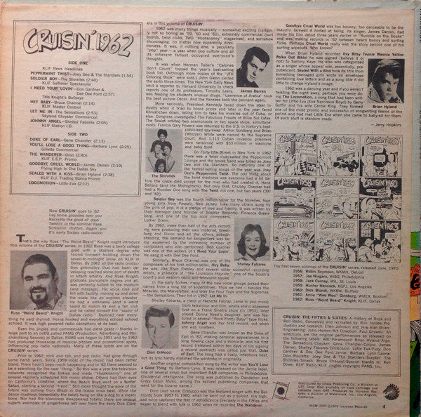 Various : Cruisin' 1962 - Featuring Russ "Weird Beard" Knight, KLIF, Dallas (LP, Comp, Mixed, Phi)