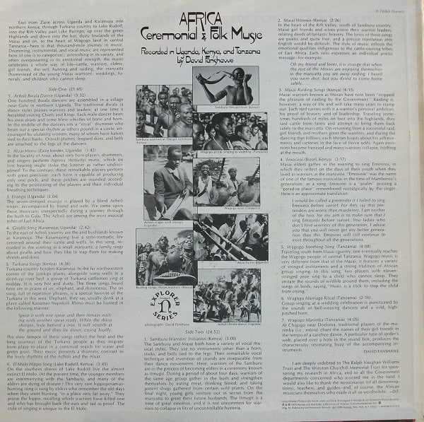 David Fanshawe : Africa - Ceremonial & Folk Music (LP, Album, Ste)