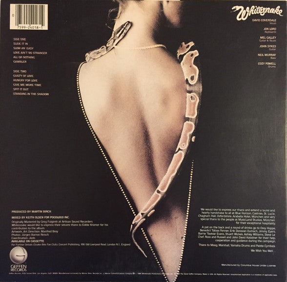 Whitesnake : Slide It In  (LP, Album, Club)