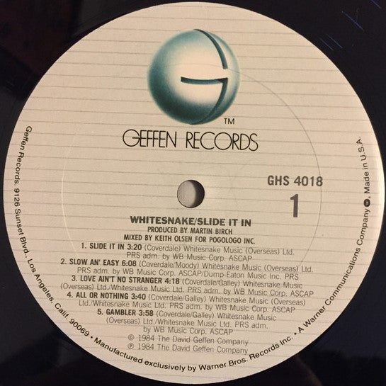 Whitesnake : Slide It In  (LP, Album, Club)