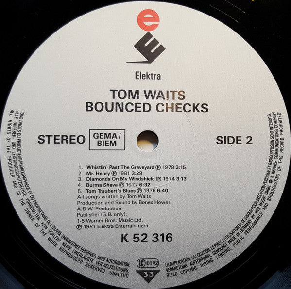 Tom Waits : Bounced Checks (LP, Comp, RE)