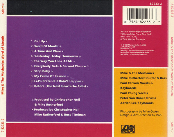 Mike & The Mechanics : Word Of Mouth (CD, Album, ARC)
