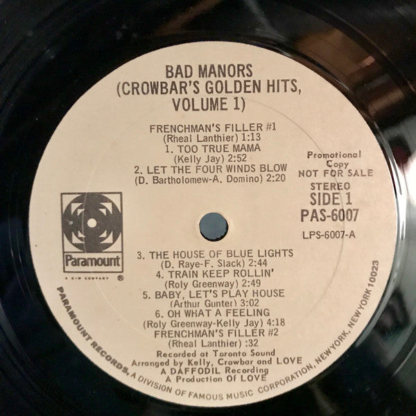 Crowbar (3) : Bad Manors (Crowbar's Golden Hits, Volume 1) (LP, Album, Promo, Gat)